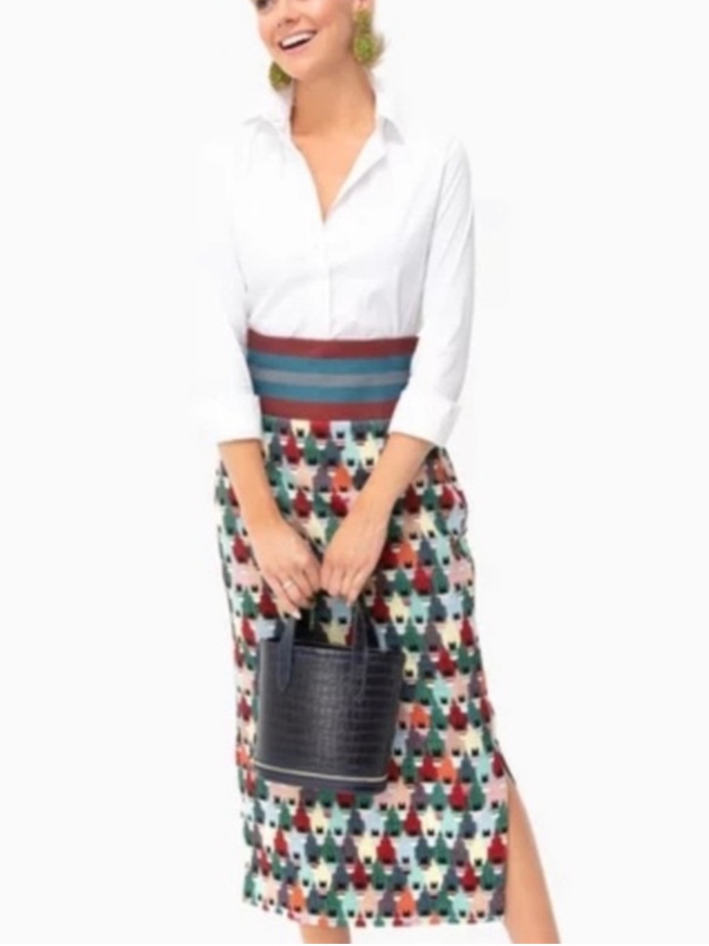 Tuckernuck • Carmel Geometric Jacquard Midi Pencil Skirt